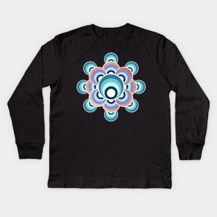 70's aqua and rose gold flower Kids Long Sleeve T-Shirt